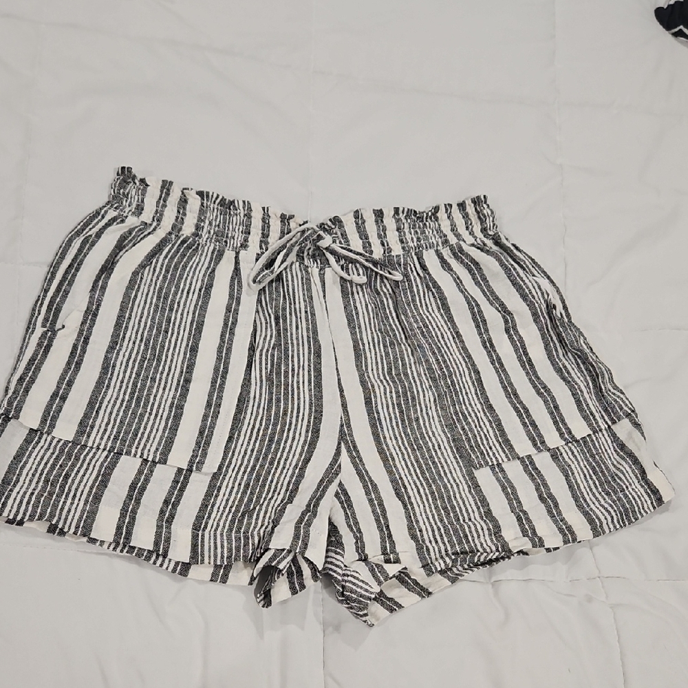 Striped Black and White Women's Shorts